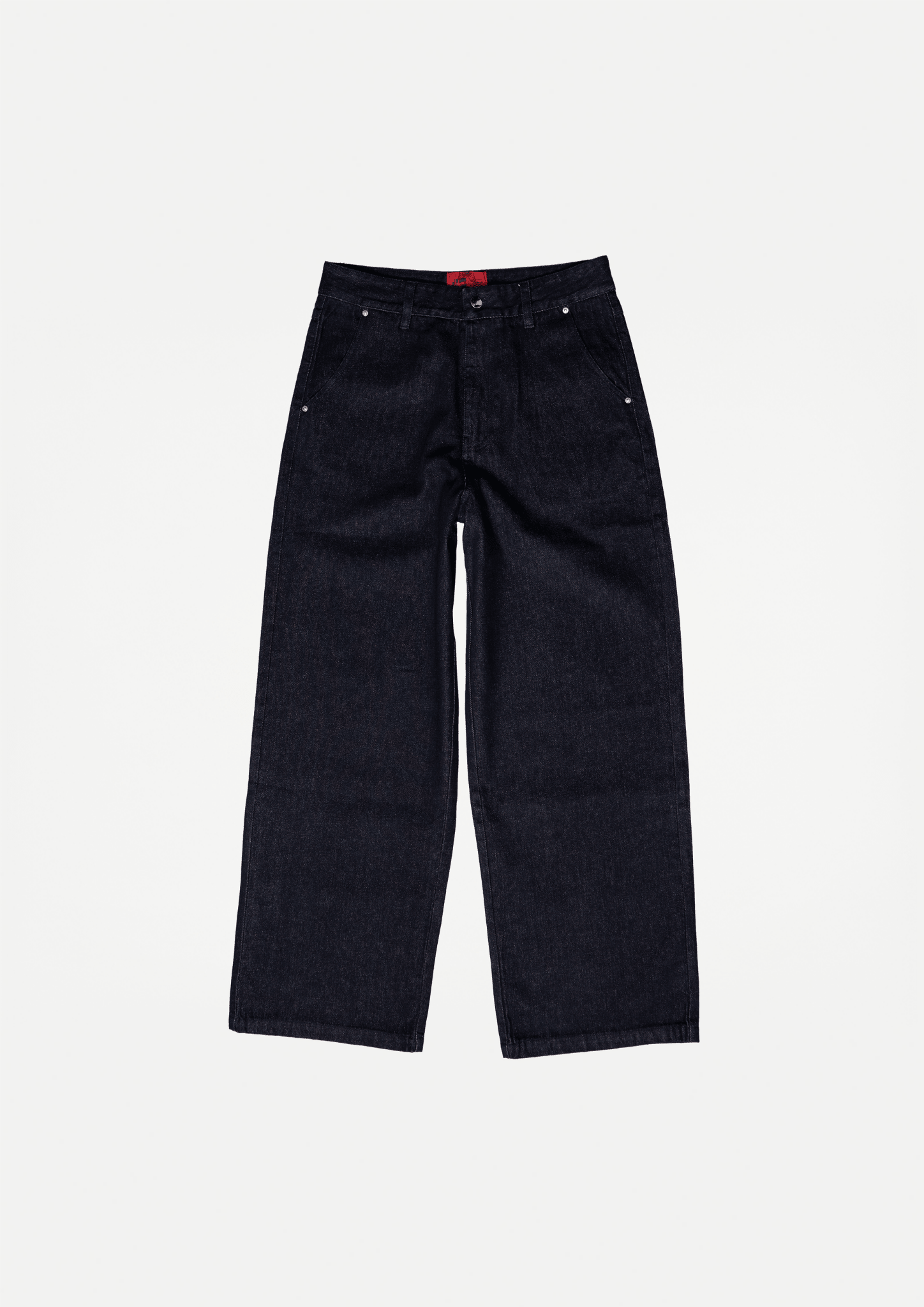 Wide raw denim jeans (Dark blue) - White Coffee