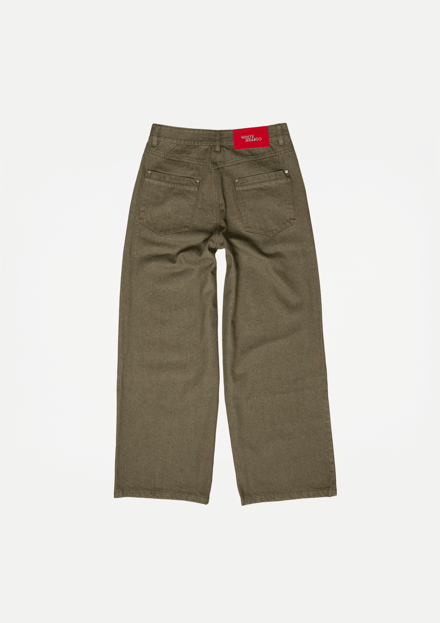 Wide raw denim jeans (Green) - White Coffee