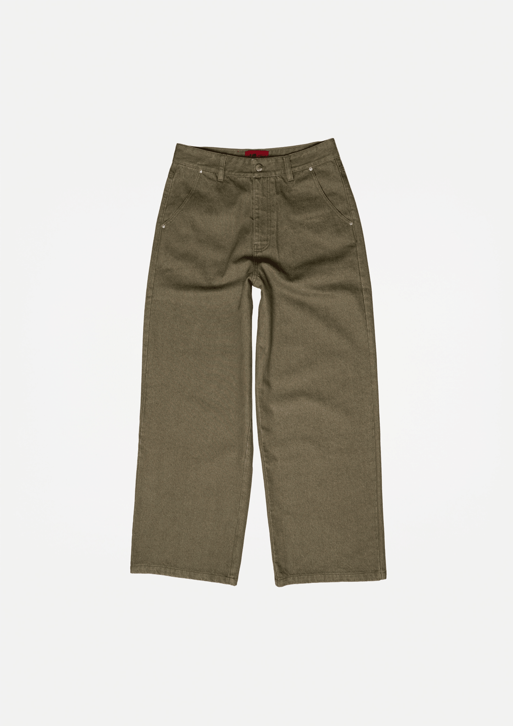 Wide raw denim jeans (Green) - White Coffee