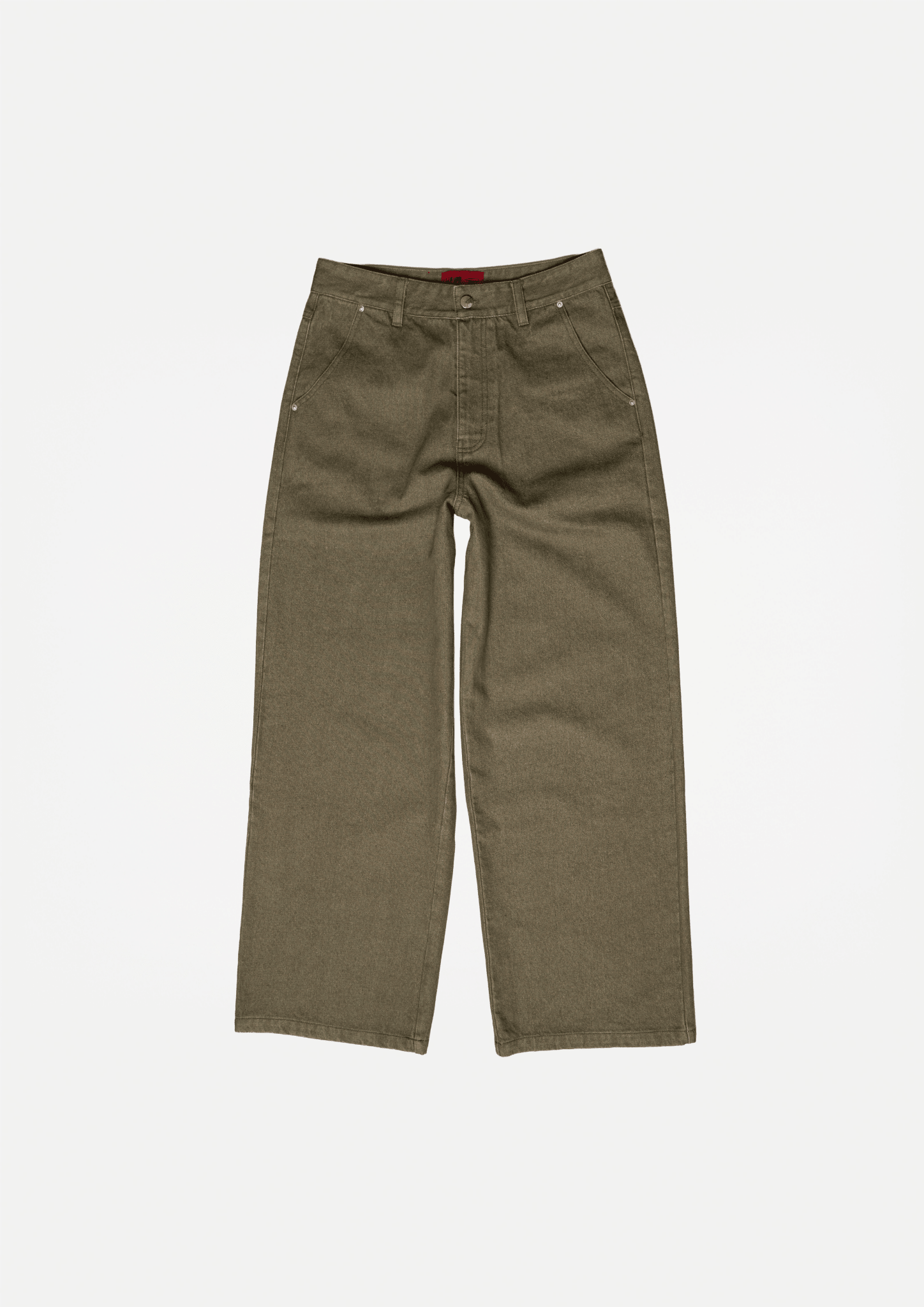 Wide raw denim jeans (Green) - White Coffee